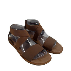 Sorel Ella Sandals velvet tan slip on casual full upper leather sz 8.5 copy